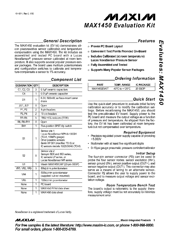 MAX1450EVKIT_466999.PDF Datasheet