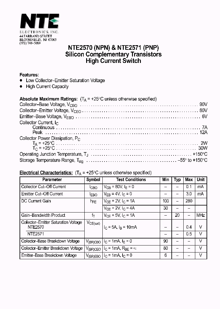NTE2570_438207.PDF Datasheet