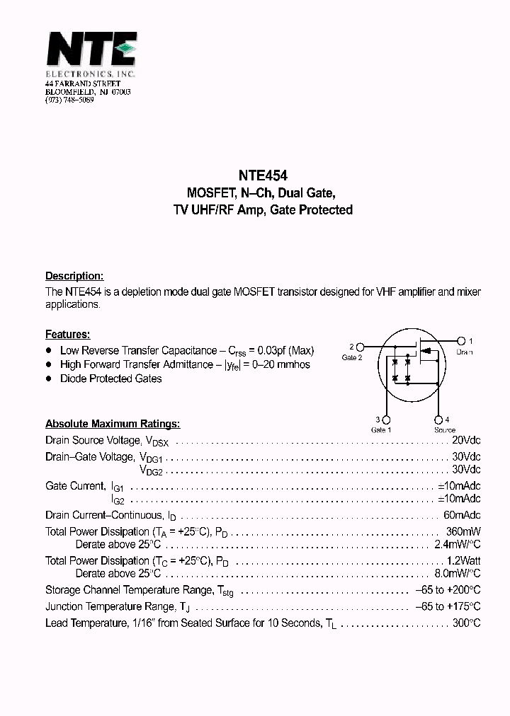 NTE454_438911.PDF Datasheet