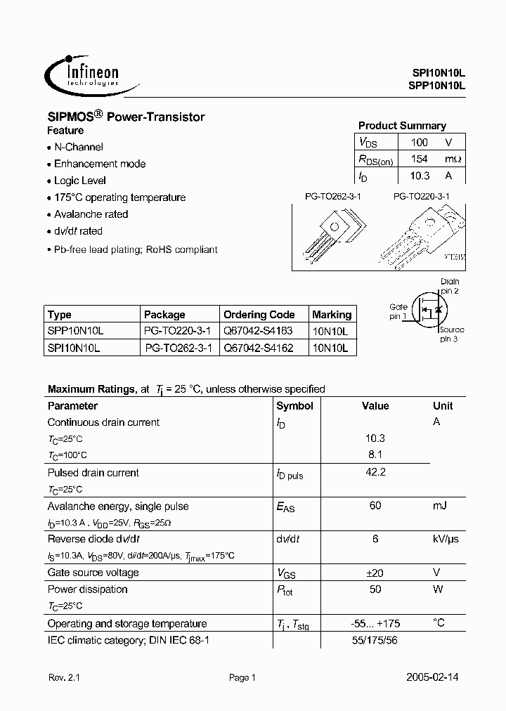 SPP10N10L_452253.PDF Datasheet