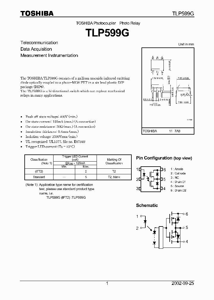 TLP599G_436904.PDF Datasheet