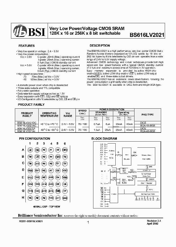 BS616LV2021_559050.PDF Datasheet