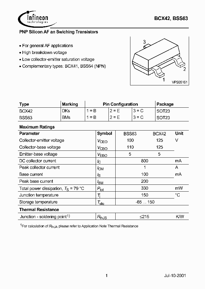 BSS63_504019.PDF Datasheet