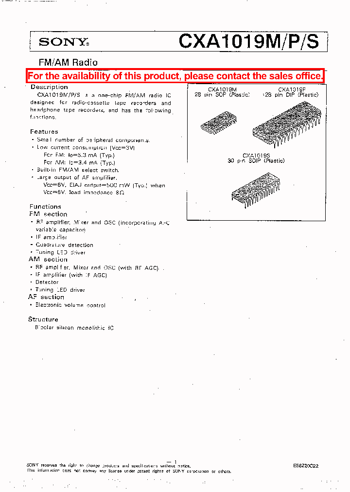 CXA1019M_515509.PDF Datasheet