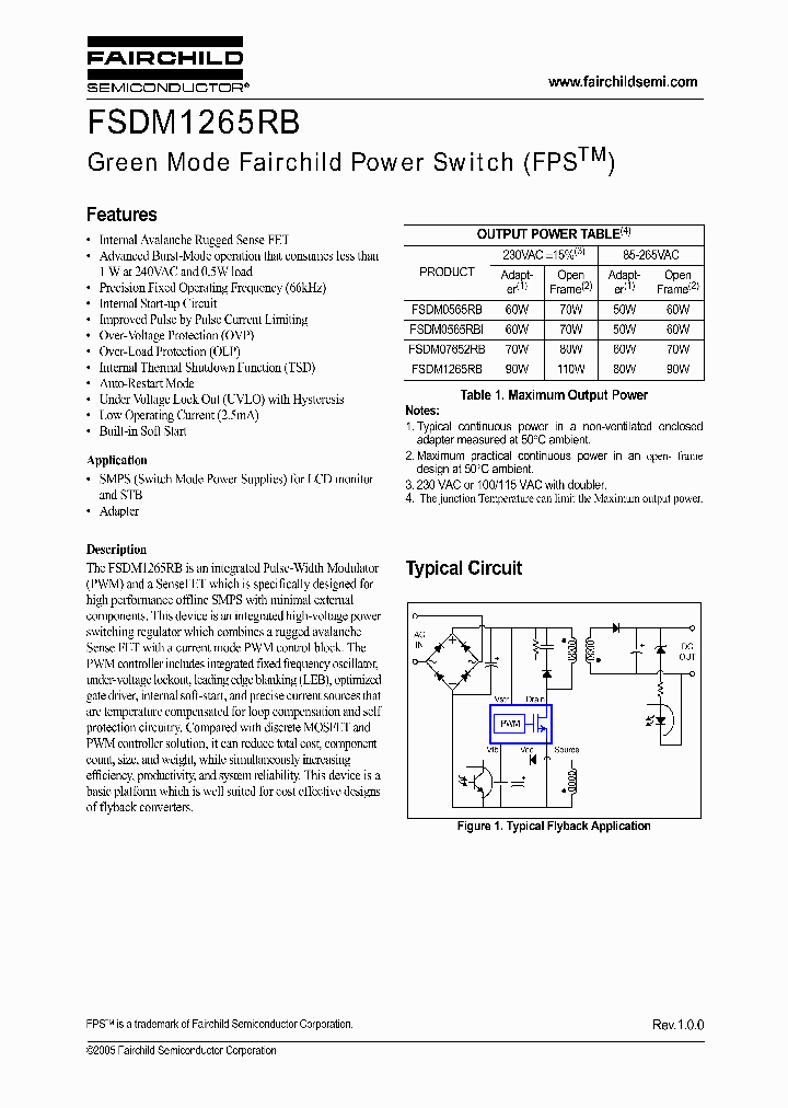 FSDM1265RB_500231.PDF Datasheet