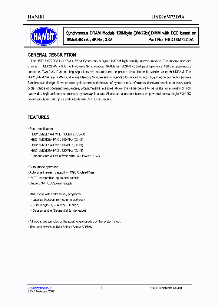 HMD16M72D9A-F10_518735.PDF Datasheet