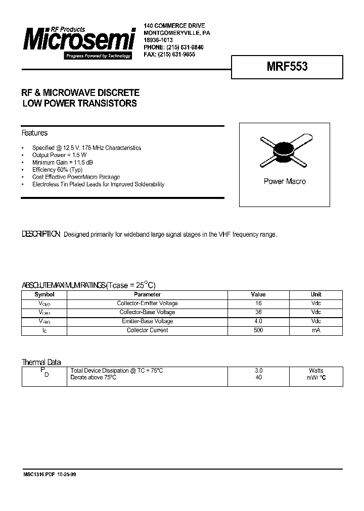 MRF553_531255.PDF Datasheet