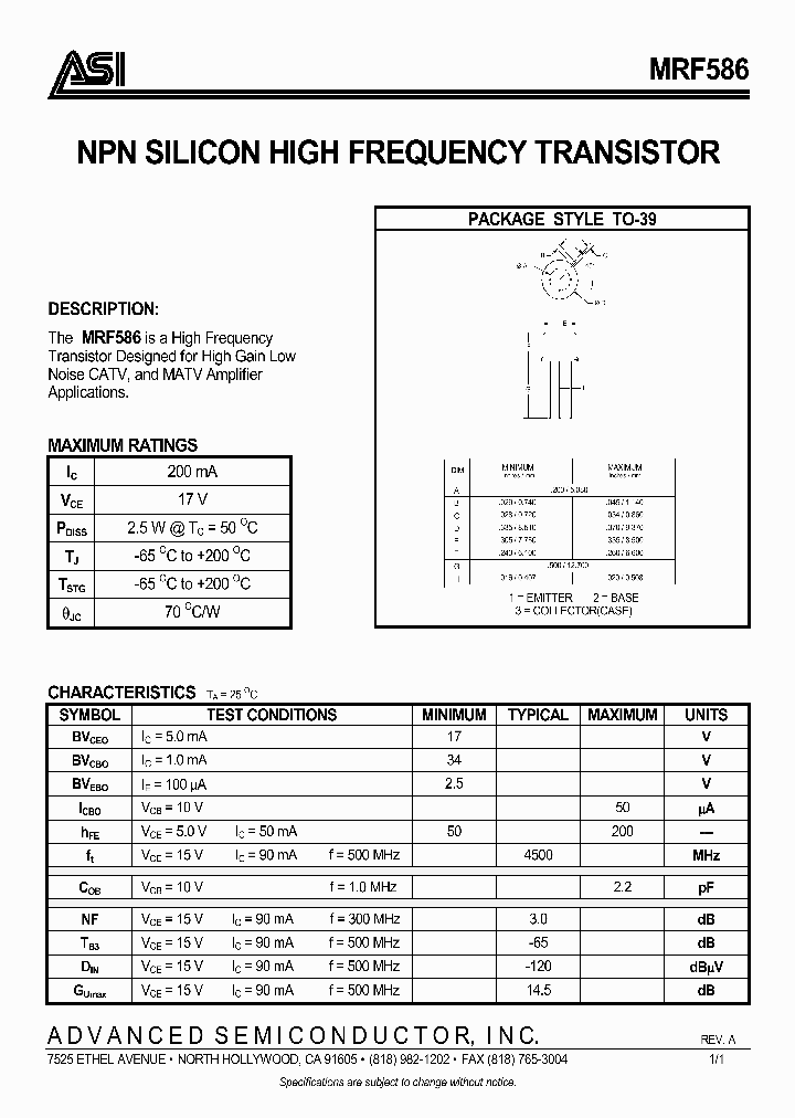 MRF586_525543.PDF Datasheet