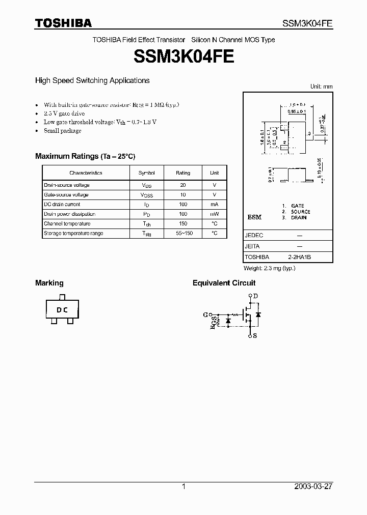 SSM3K04FE_553153.PDF Datasheet