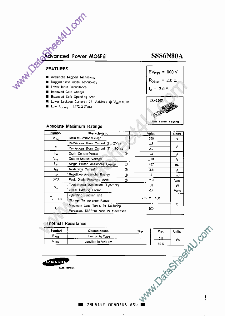 SSS6N80A_516607.PDF Datasheet