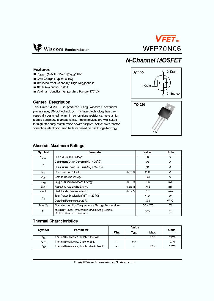 WFP70N06_499561.PDF Datasheet