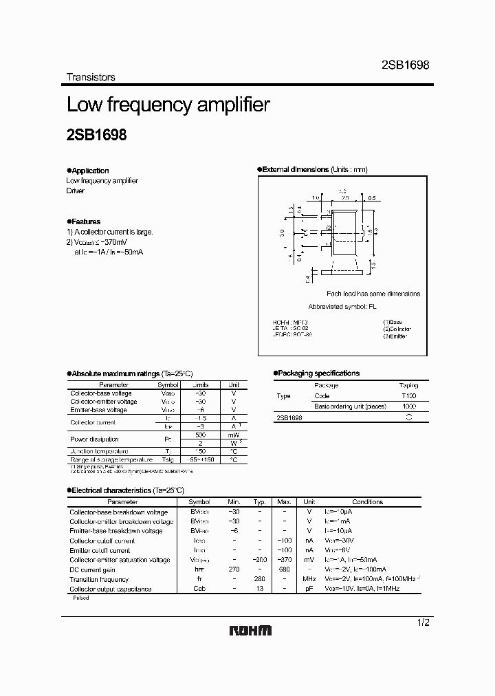 2SB1698_750265.PDF Datasheet