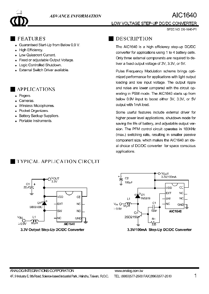 AIC1640_621450.PDF Datasheet
