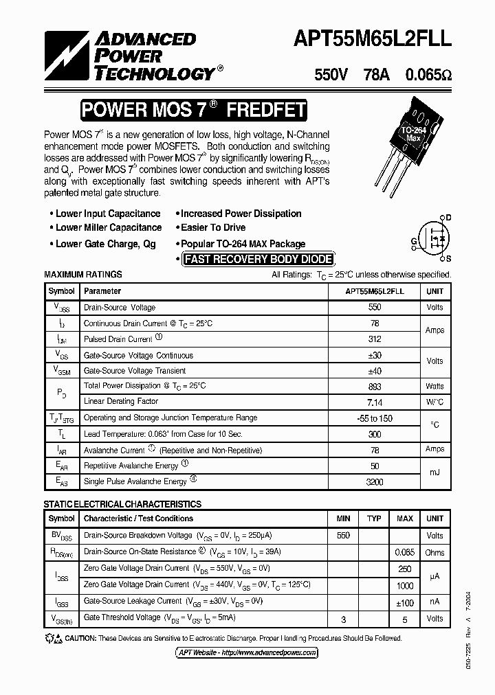 APT55M65L2FLL_644482.PDF Datasheet