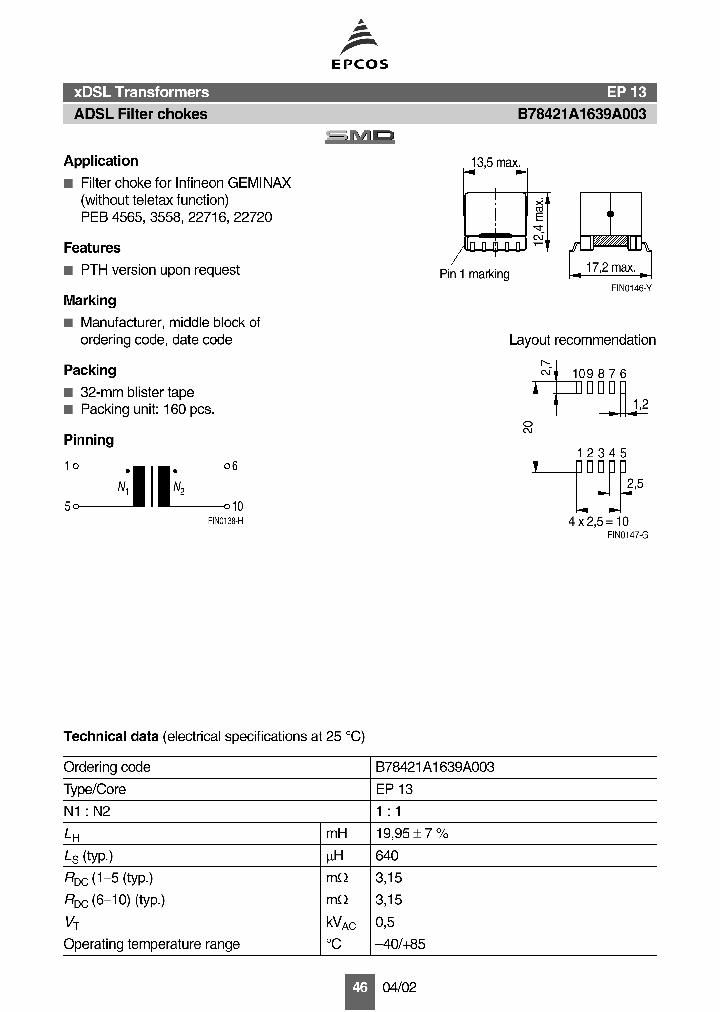 B78421A1639A003_740695.PDF Datasheet