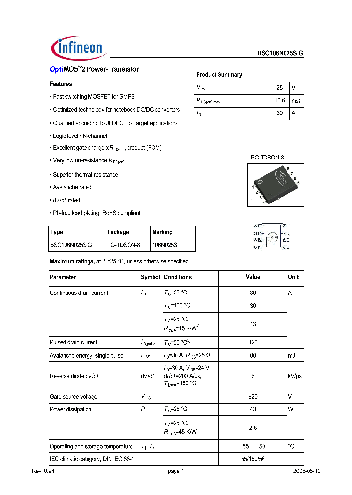 BSC106N025S_650710.PDF Datasheet