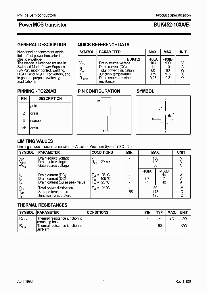 BUK452-100B_801250.PDF Datasheet