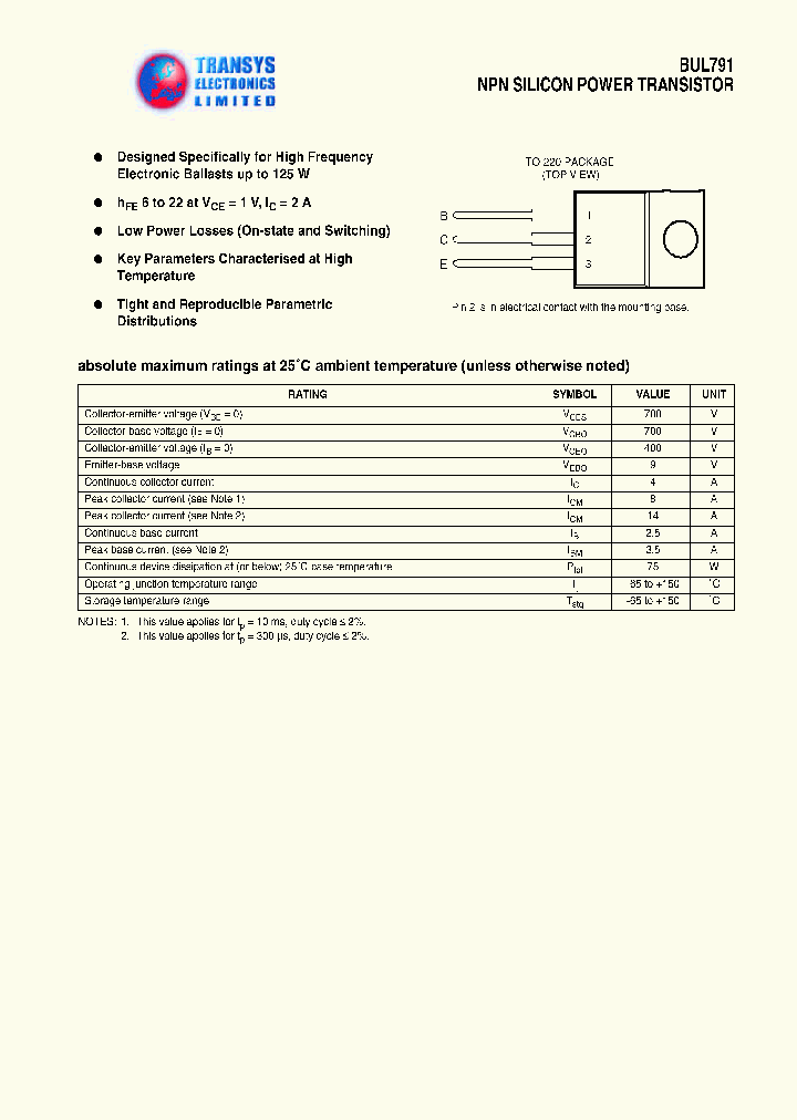 BUL791_698395.PDF Datasheet