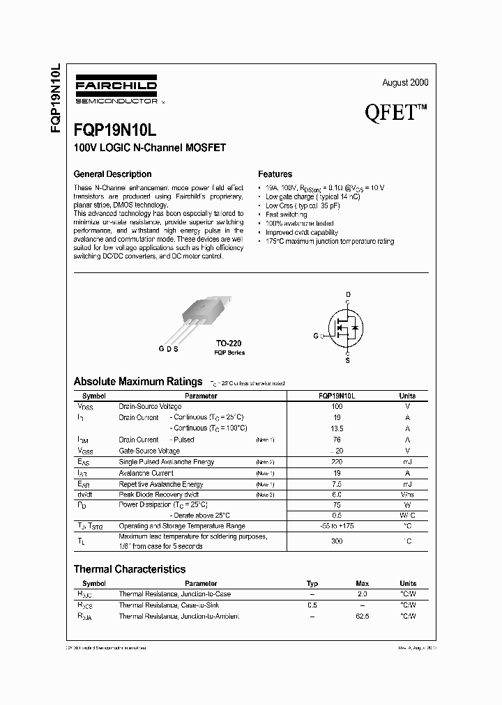 FQP19N10L_567774.PDF Datasheet