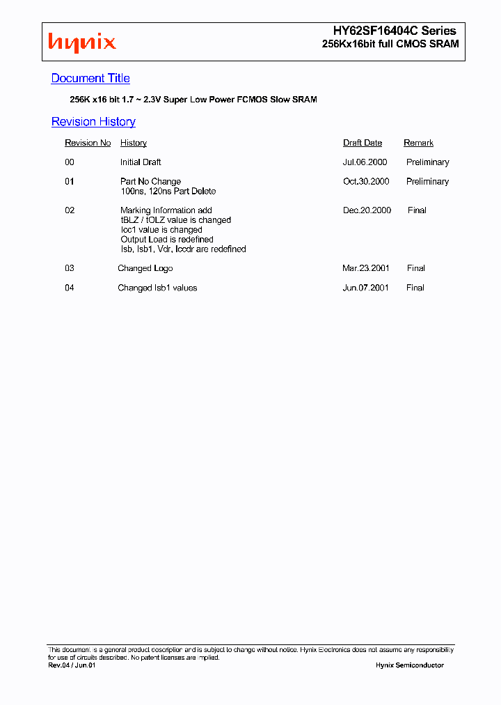 HY62SF16404C_683102.PDF Datasheet