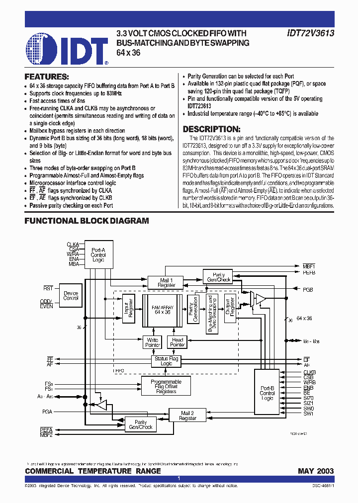 IDT72V3613_562111.PDF Datasheet