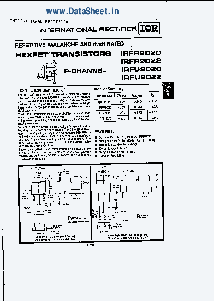 IRFU9022_773375.PDF Datasheet