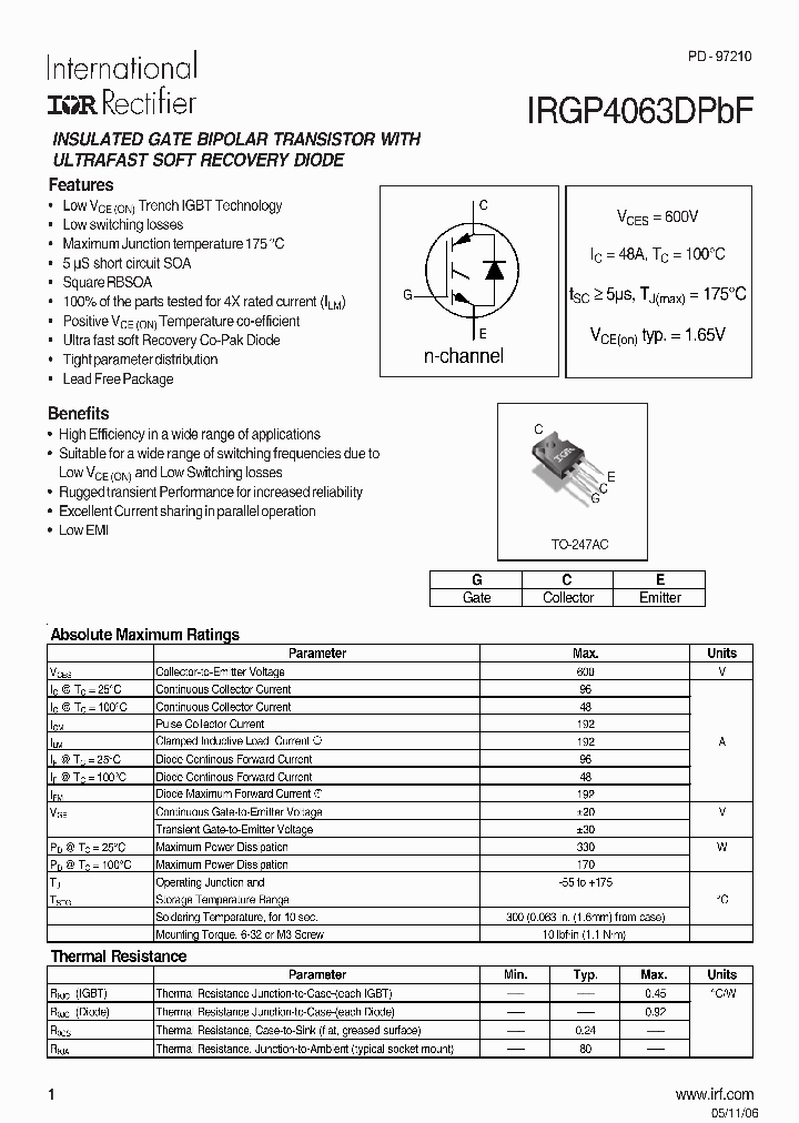 IRGP4063DPBF_561450.PDF Datasheet