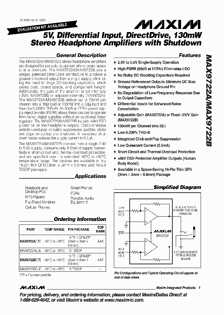 MAX9722BEUE_481343.PDF Datasheet