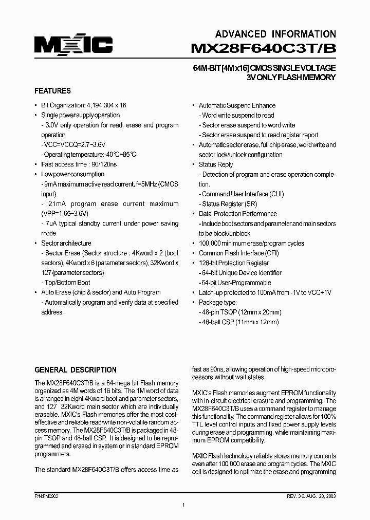 MX28F640C3BTC-12_568615.PDF Datasheet