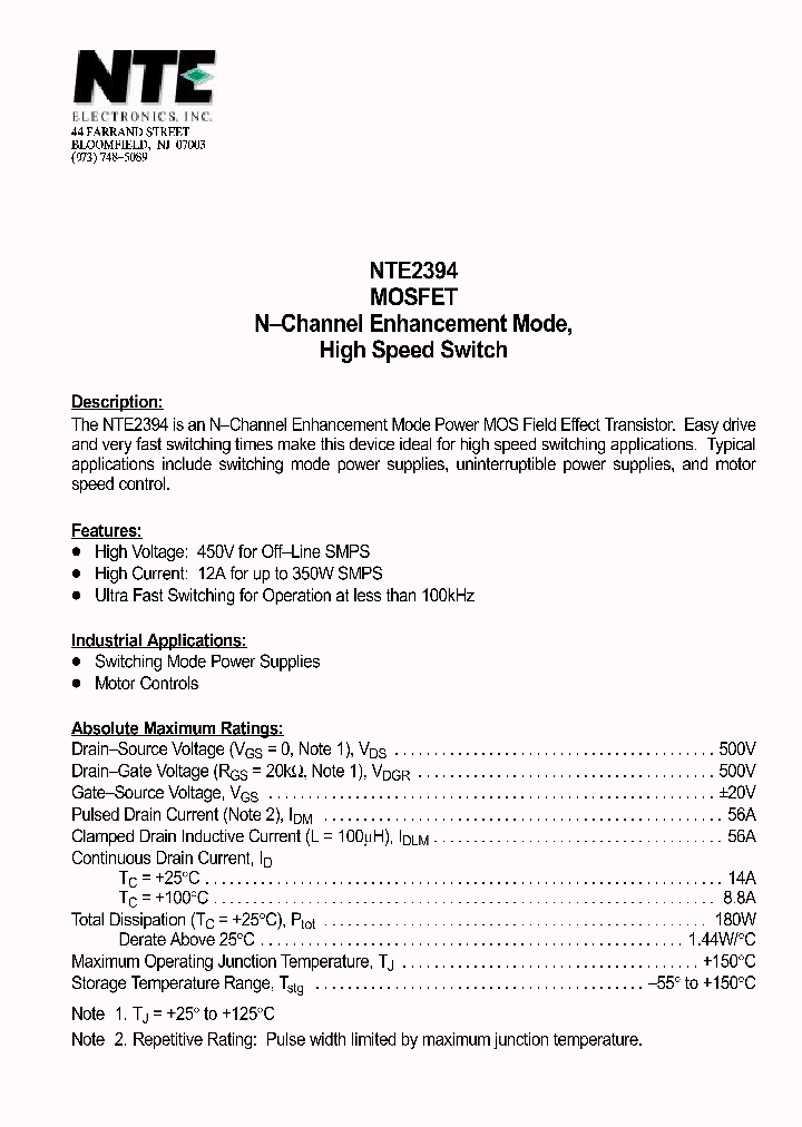 NTE2394_761619.PDF Datasheet