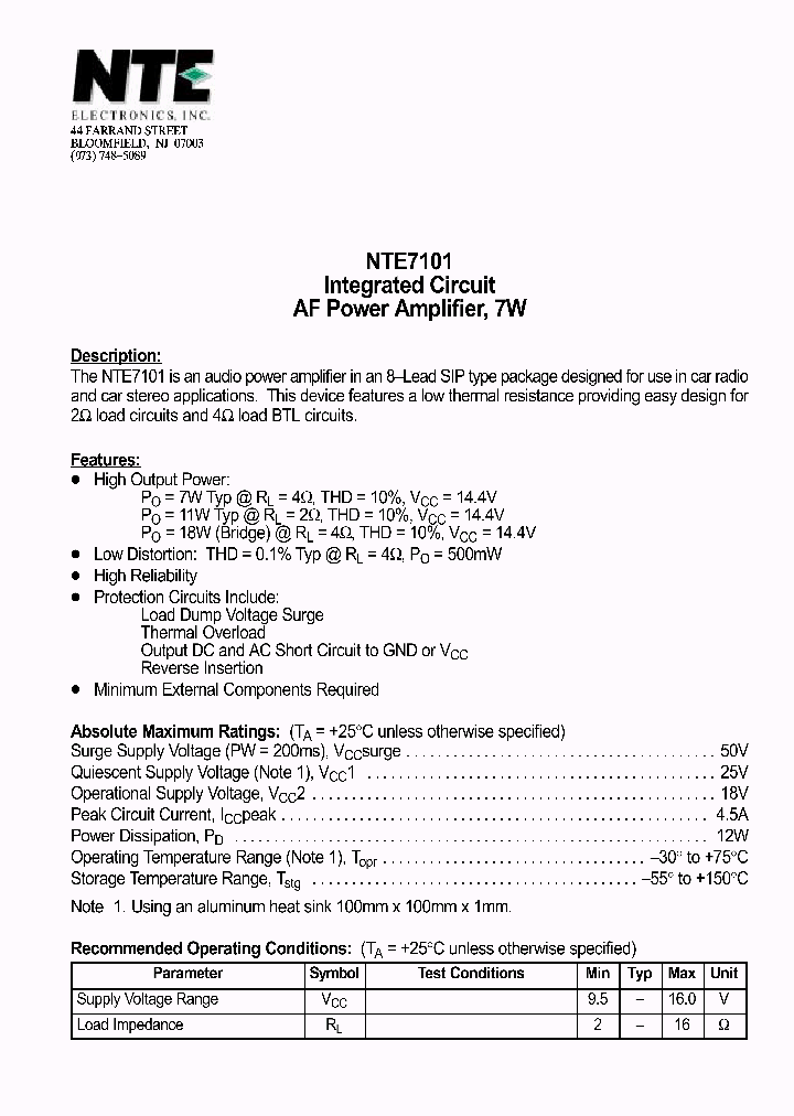 NTE7101_566717.PDF Datasheet