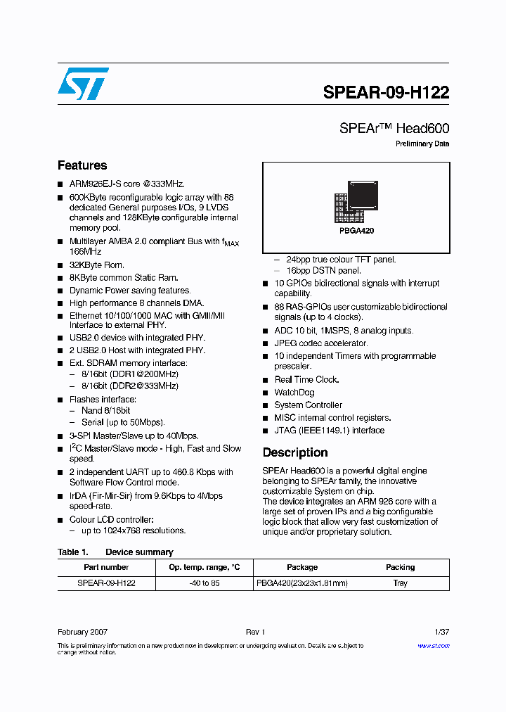 SPEAR-09-H122_734939.PDF Datasheet