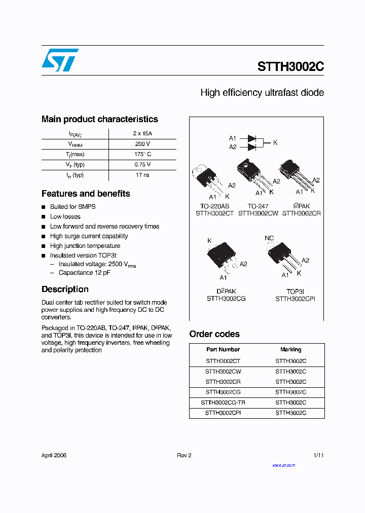 STTH3002CR_732503.PDF Datasheet