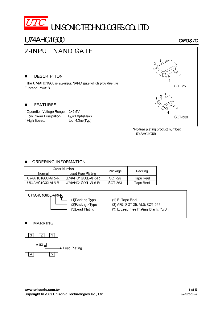 U74AHC1G00L-AL5-R_749351.PDF Datasheet