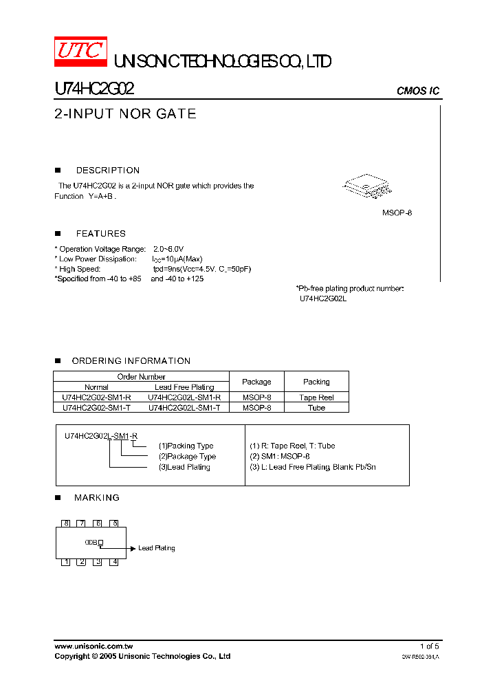 U74HC2G02L-SM1-R_749459.PDF Datasheet