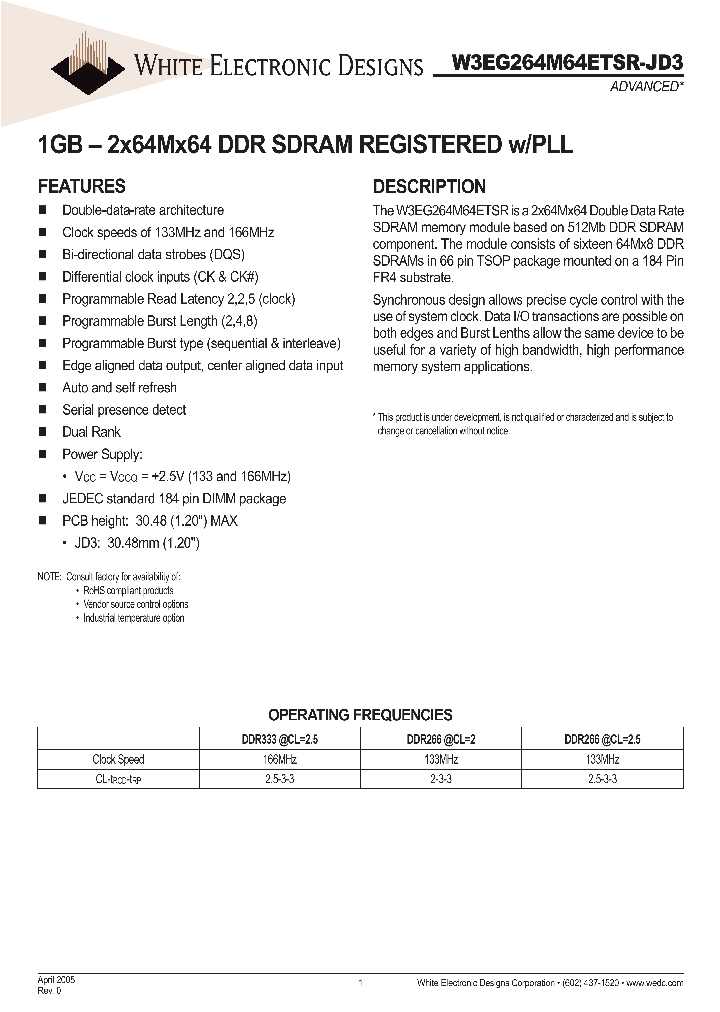 W3EG264M64ETSR-JD3_652874.PDF Datasheet