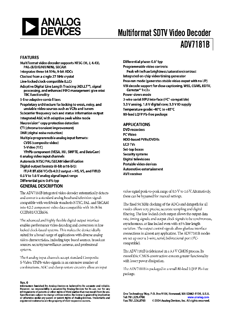 ADV7181BBSTZ-U1_923584.PDF Datasheet
