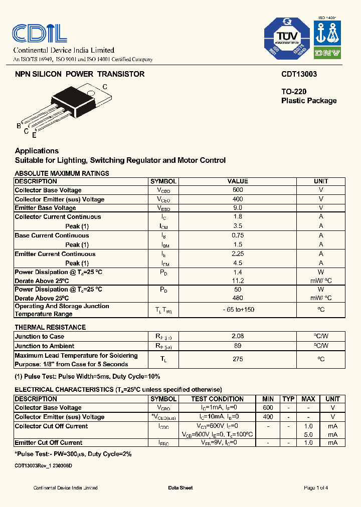 CDT13003_634756.PDF Datasheet