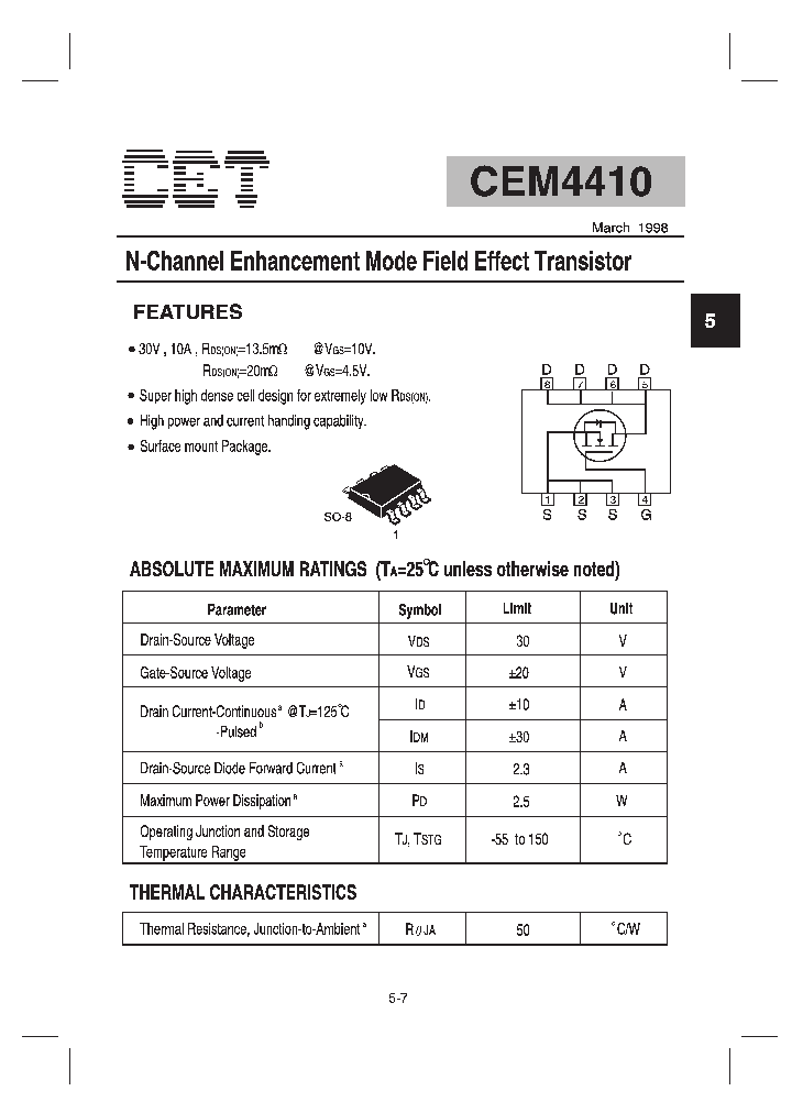 CEM4410_807182.PDF Datasheet