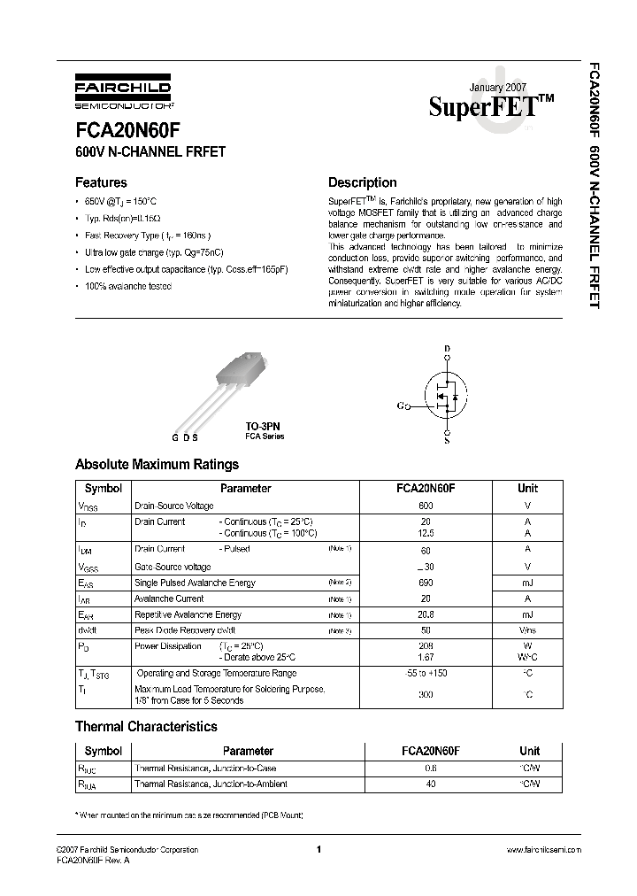 FCA20N60F_1115780.PDF Datasheet