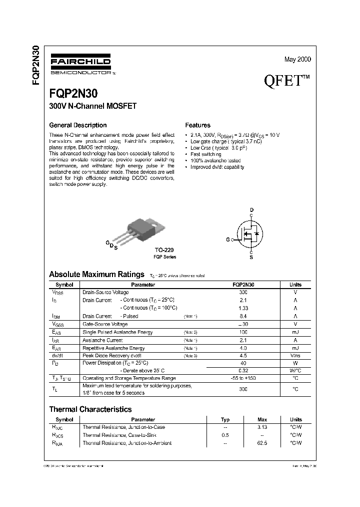 FQP2N30_604169.PDF Datasheet