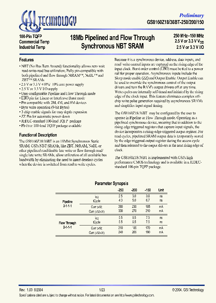 GS8160Z18T-200_626053.PDF Datasheet