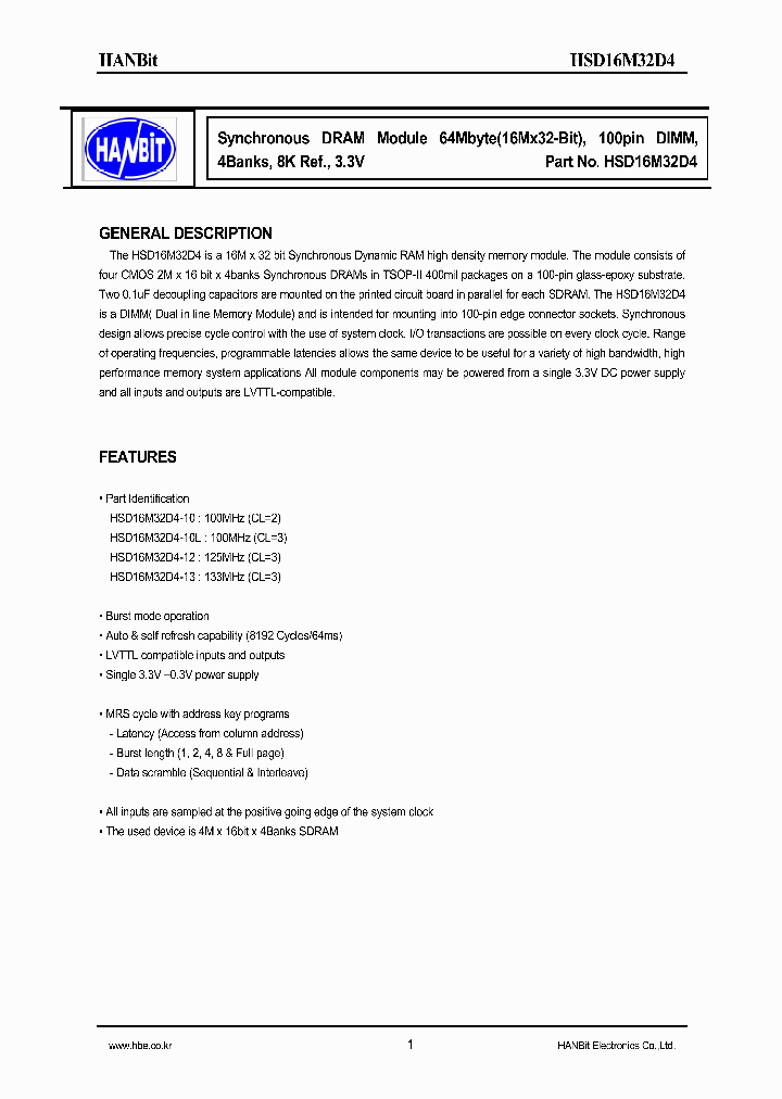 HSD16M32D4-10_632157.PDF Datasheet