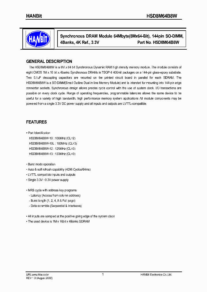 HSD8M64B8W-10_632831.PDF Datasheet