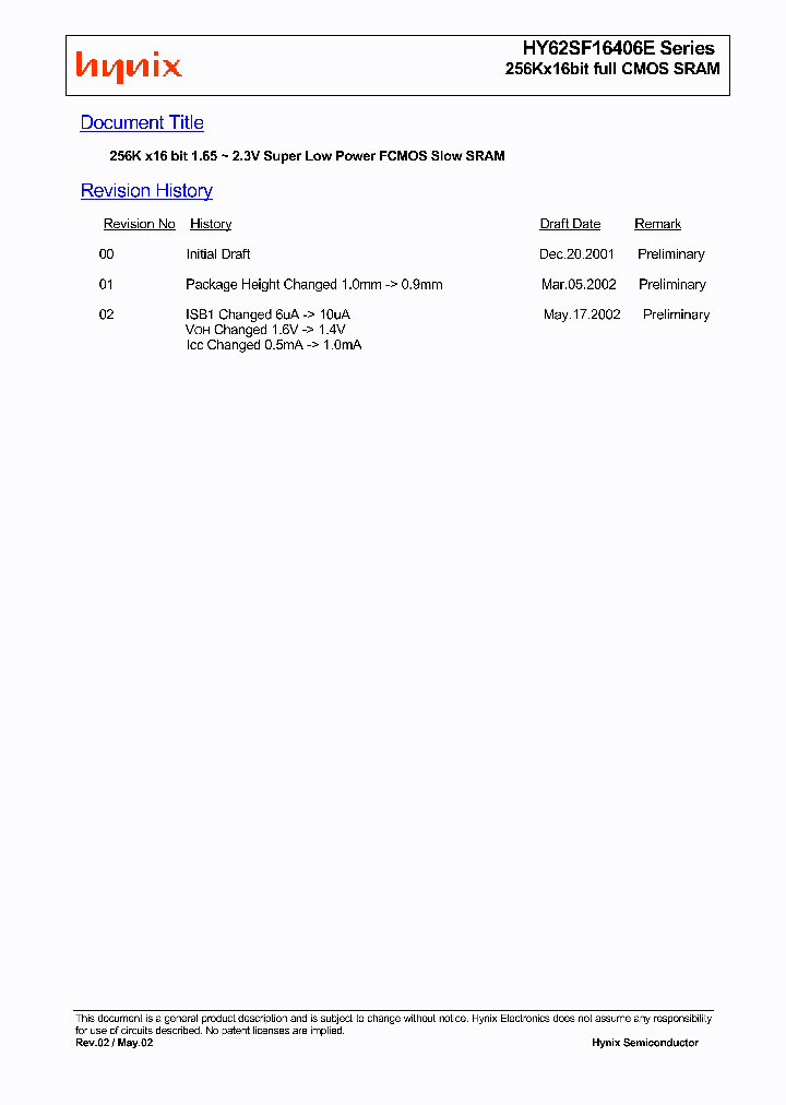 HY62SF16406E-SF_683020.PDF Datasheet