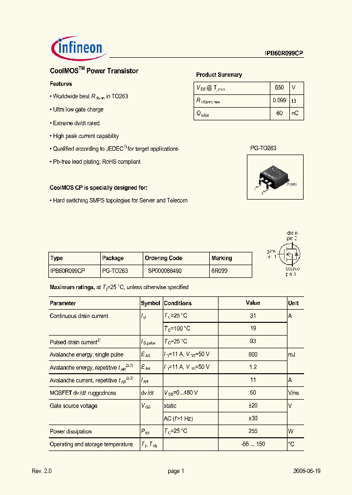 IPB60R099CP_657115.PDF Datasheet