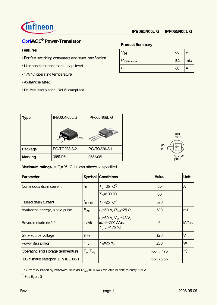 IPB065N06LG_657036.PDF Datasheet