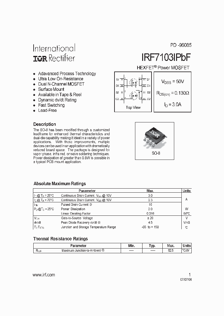 IRF7103IPBF_1018125.PDF Datasheet