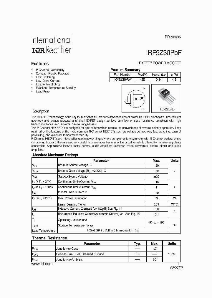 IRF9Z30PBF_772460.PDF Datasheet