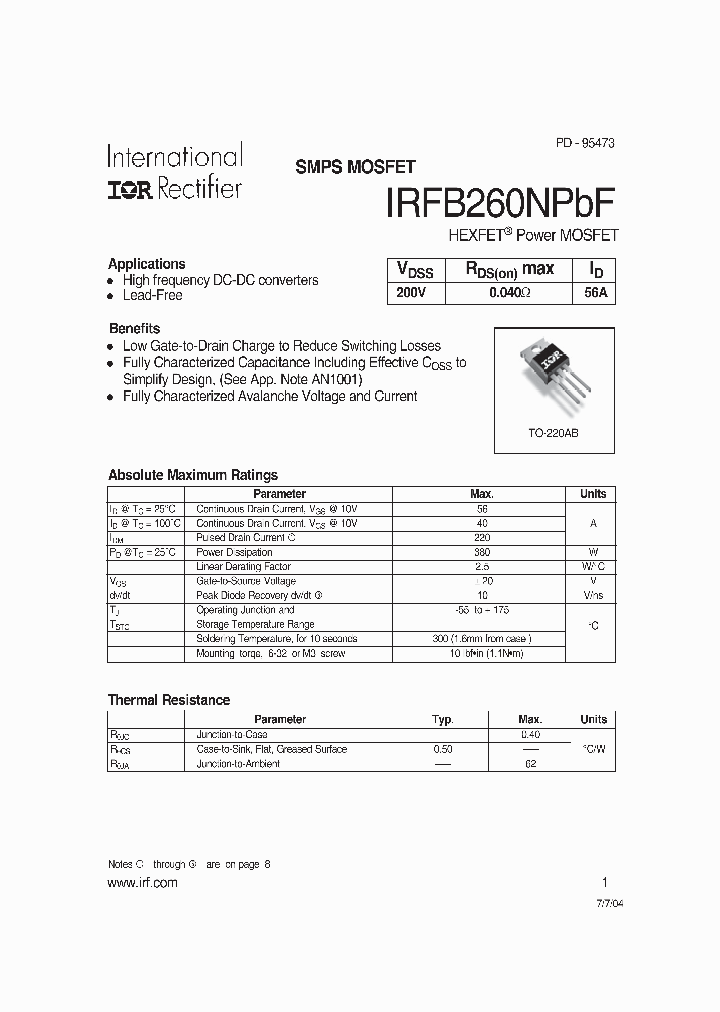 IRFB260NPBF_709453.PDF Datasheet